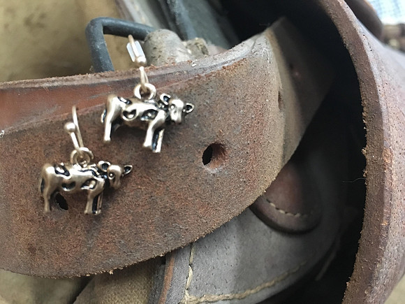 Worn Gold Cow Earrings