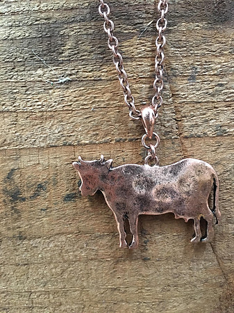 Worn Bronze Cow Pendant (Large)