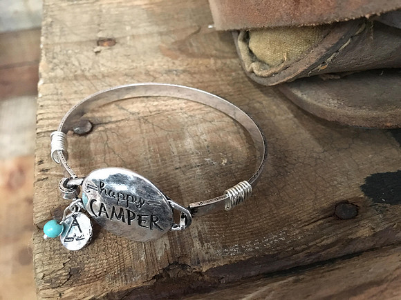 Worn Silver Happy Camper Bracelet