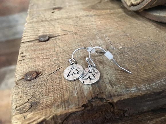 Worn Silver Happy Camper Earrings