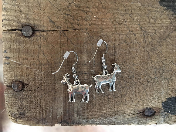 Worn Silver Goat Earrings