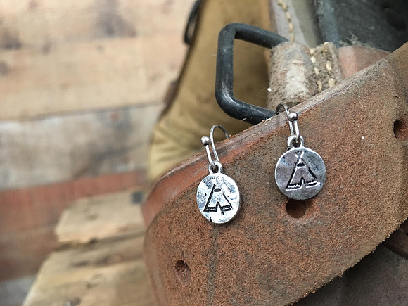 Worn Silver Happy Camper Earrings