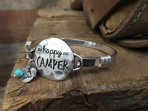 Worn Silver Happy Camper Bracelet